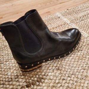 Gold Studded Black Leather Boot